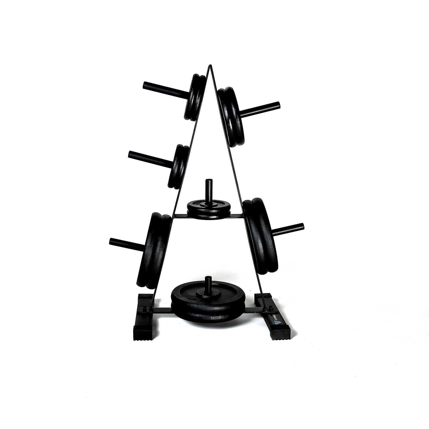 Fitway standard 1" plate tree shown with plates at Fitness Experience